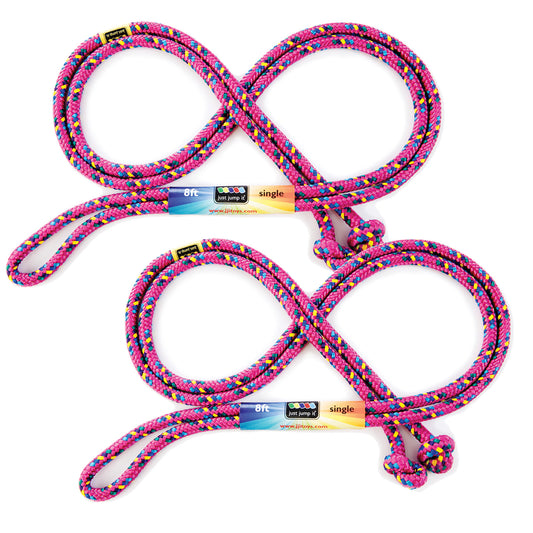 8' Foot Jump Rope 2 Pack - Active Outdoor Youth Fitness Exercising Equipment - Kid Friendly Braided Nylon Gym Accessories