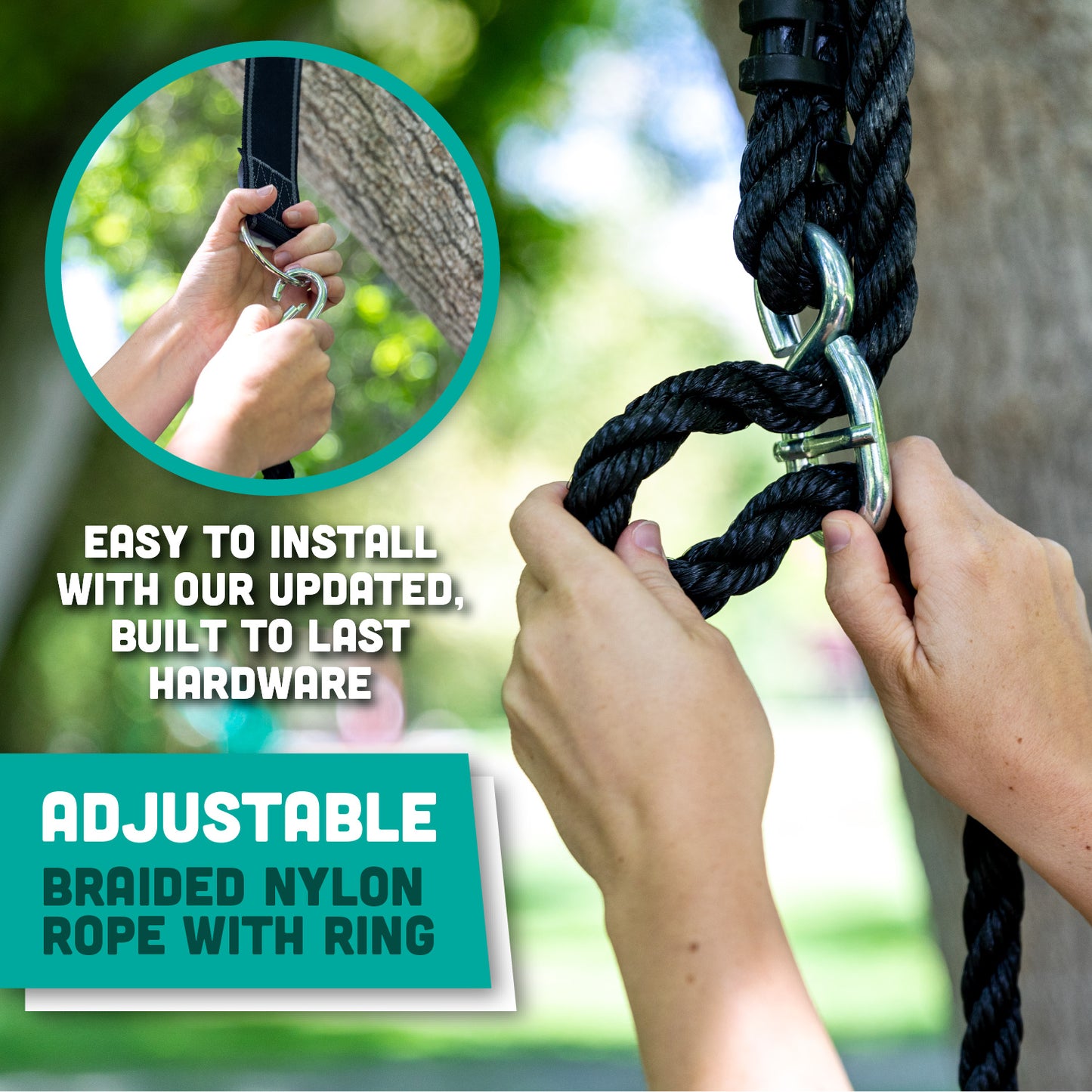 Heavy Duty Plastic Tree Swing - Single Disc Rope Swing with Leg Protectors - Additions & Replacements - Outdoor Play Equipment - Green