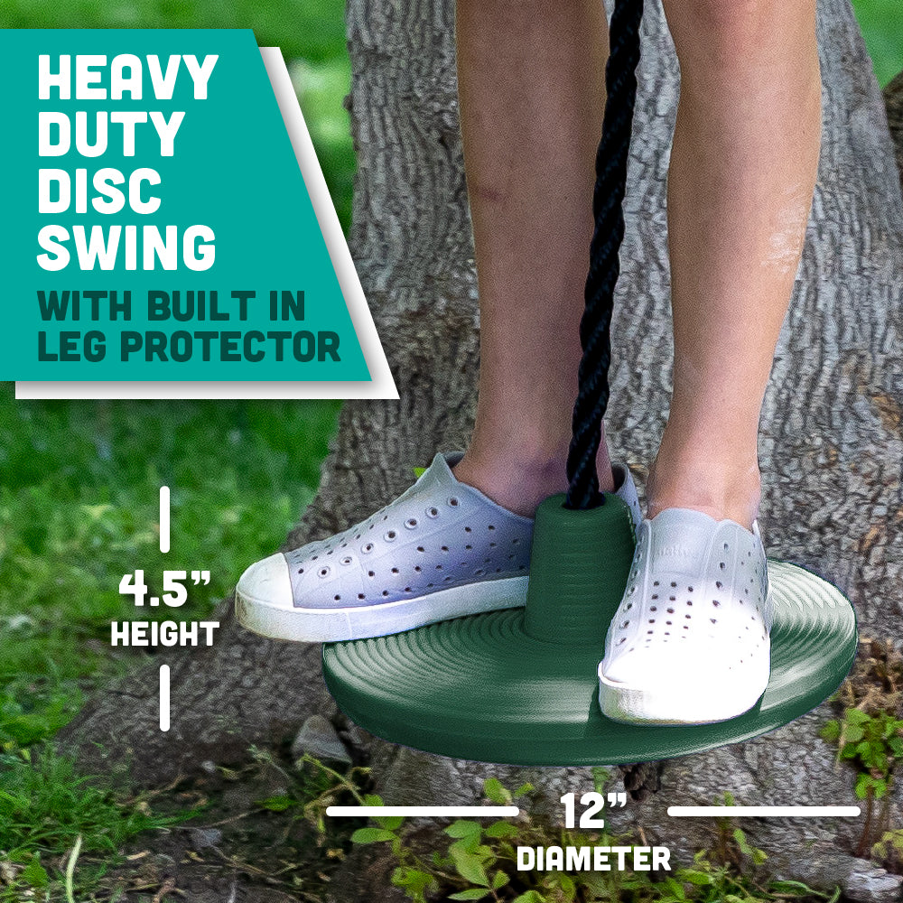 Heavy Duty Plastic Tree Swing - Single Disc Rope Swing with Leg Protectors - Additions & Replacements - Outdoor Play Equipment - Green