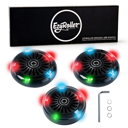 EzyRoller Replacement LED Wheels 96 mm Set of 3 Fits Classic, Drifter, or Drifter X