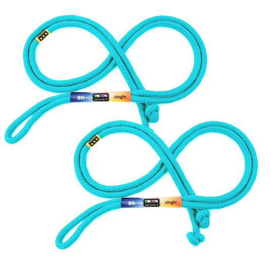 8' Foot Jump Rope 2 Pack - Active Outdoor Youth Fitness Exercising Equipment - Kid Friendly Braided Nylon Gym Accessories