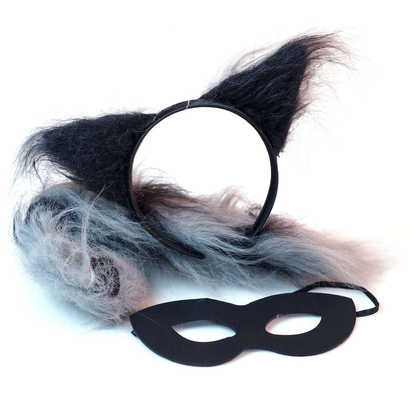 Raccoon Headband Ears and Tail Costume Accessory Set, One Size Fits All Ages 3+