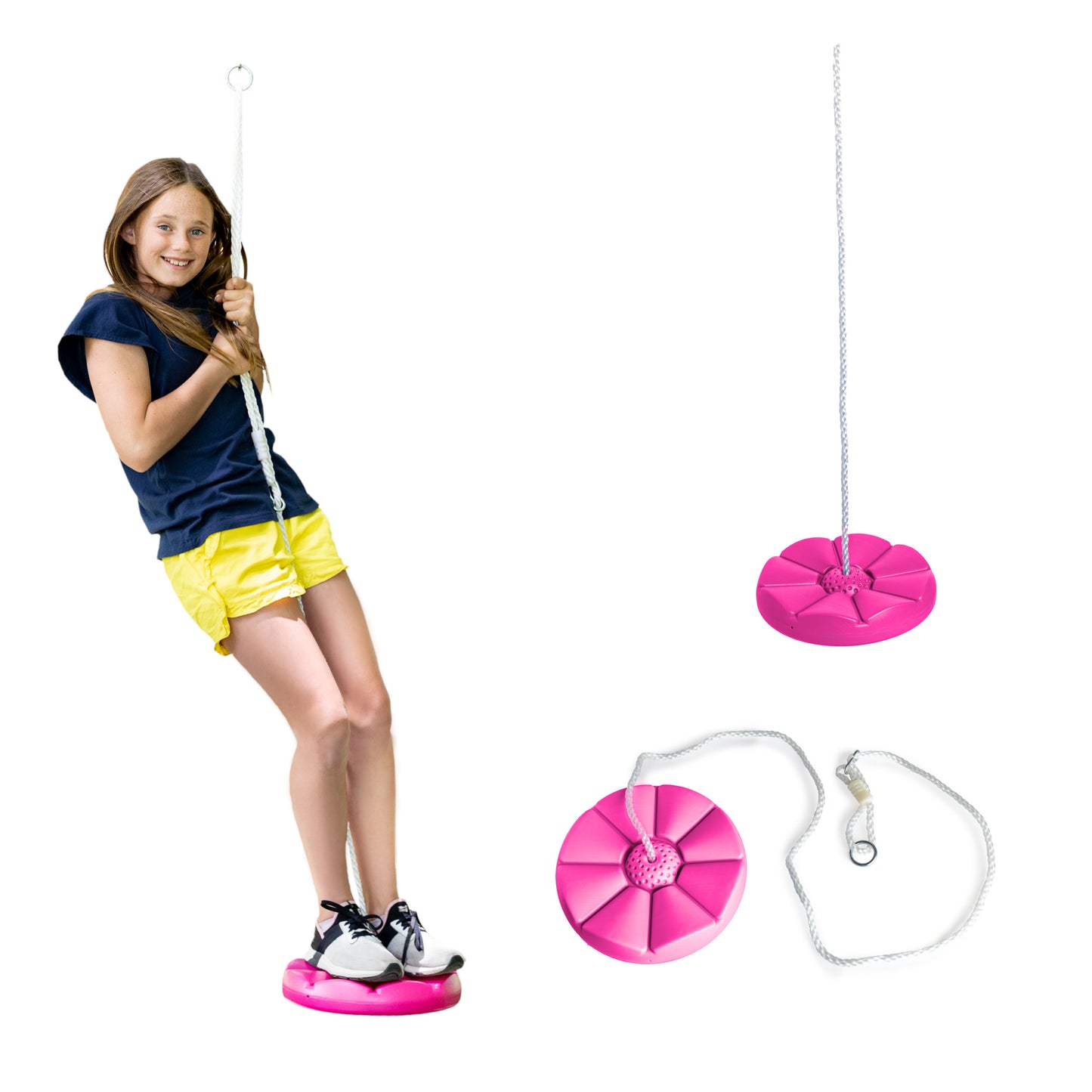 Heavy Duty Green Disc Tree Swing with Rope for Outdoor Play - Easy DIY Addition to Playset or Tree