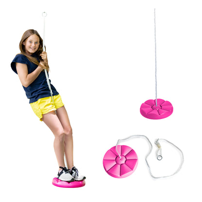 Heavy Duty Green Disc Tree Swing with Rope for Outdoor Play - Easy DIY Addition to Playset or Tree