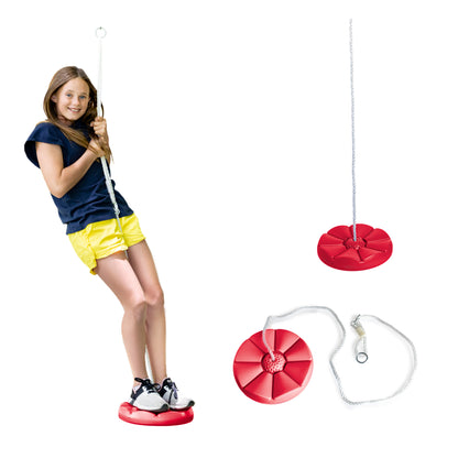 Heavy Duty Green Disc Tree Swing with Rope for Outdoor Play - Easy DIY Addition to Playset or Tree