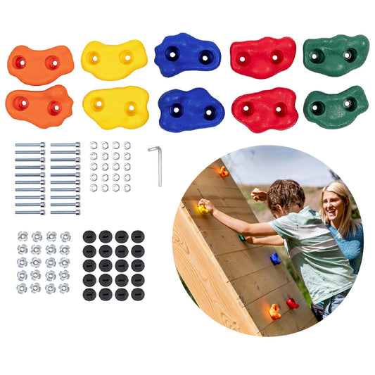 Rock Climbing Holds for Kids, Deluxe Extra Large Climbing Rocks with Mounting Hardware - DIY Rock Wall Indoor & Outdoor Playground Accessories Wall Climbing Kit - Ages 3+