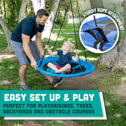 Ultimate Swing Bundle - 40" Giant Saucer Swing & Heavy-Duty Swivel, 500 lbs Capacity, Perfect for Backyard Fun, Hammocks, and Climbing Adventures