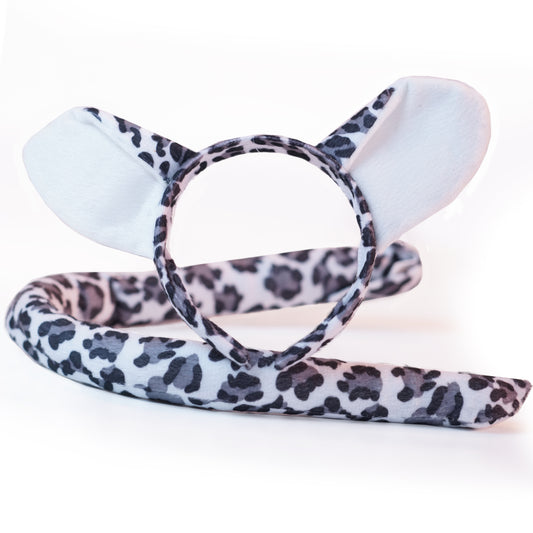 Snow Leopard Headband Ears and Tail Costume Accessory Set, One Size Fits All Ages 3+